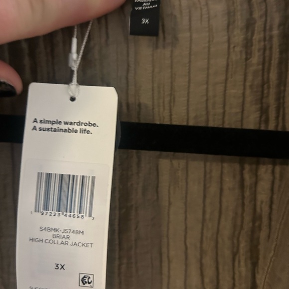 NWT Eileen Fisher Crinkled Tencel Shawl High Collar Jacket • 3XL • Briar - Picture 4 of 6